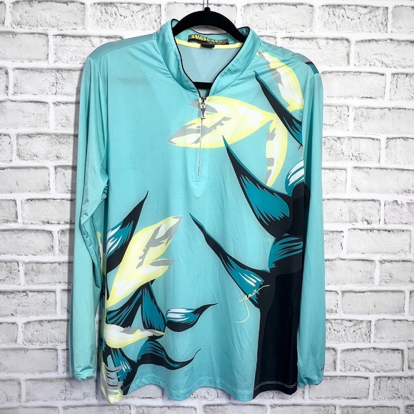 Like NEW |•SUNSENSE•| Jamie Sadock Solar Polo Botanical Golf Shirt Size XL - Picture 2 of 10